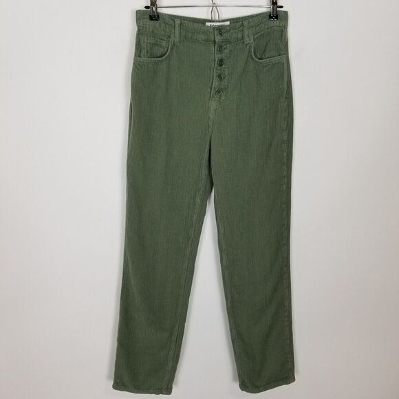 Reformation Women Cynthia Button Fly High Rise Straight Moss Corduroy Pants  27 - Picture 2 of 7